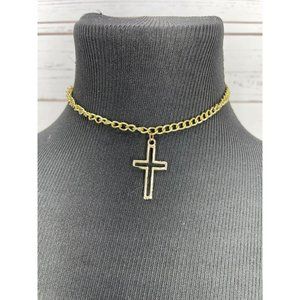 Girls‎ Adjustable Gold Tone Frame Cross Pendant Fashion Necklace
